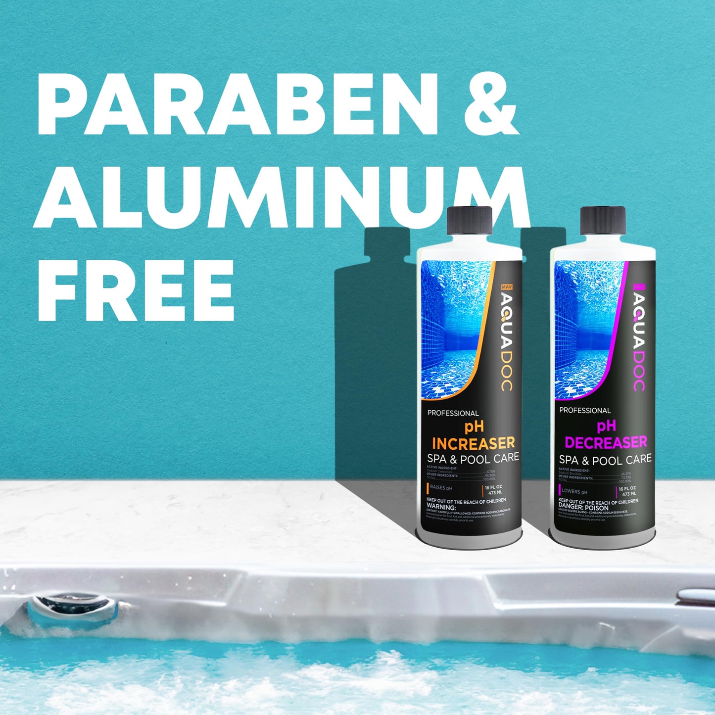 AquaDoc Spa pH Up & Down – pH Balancer for Indoor & Outdoor Spas – Easy Water Maintenance to Raise or Lower pH Levels and Keep Spa Water Clean, Clear & Comfortable