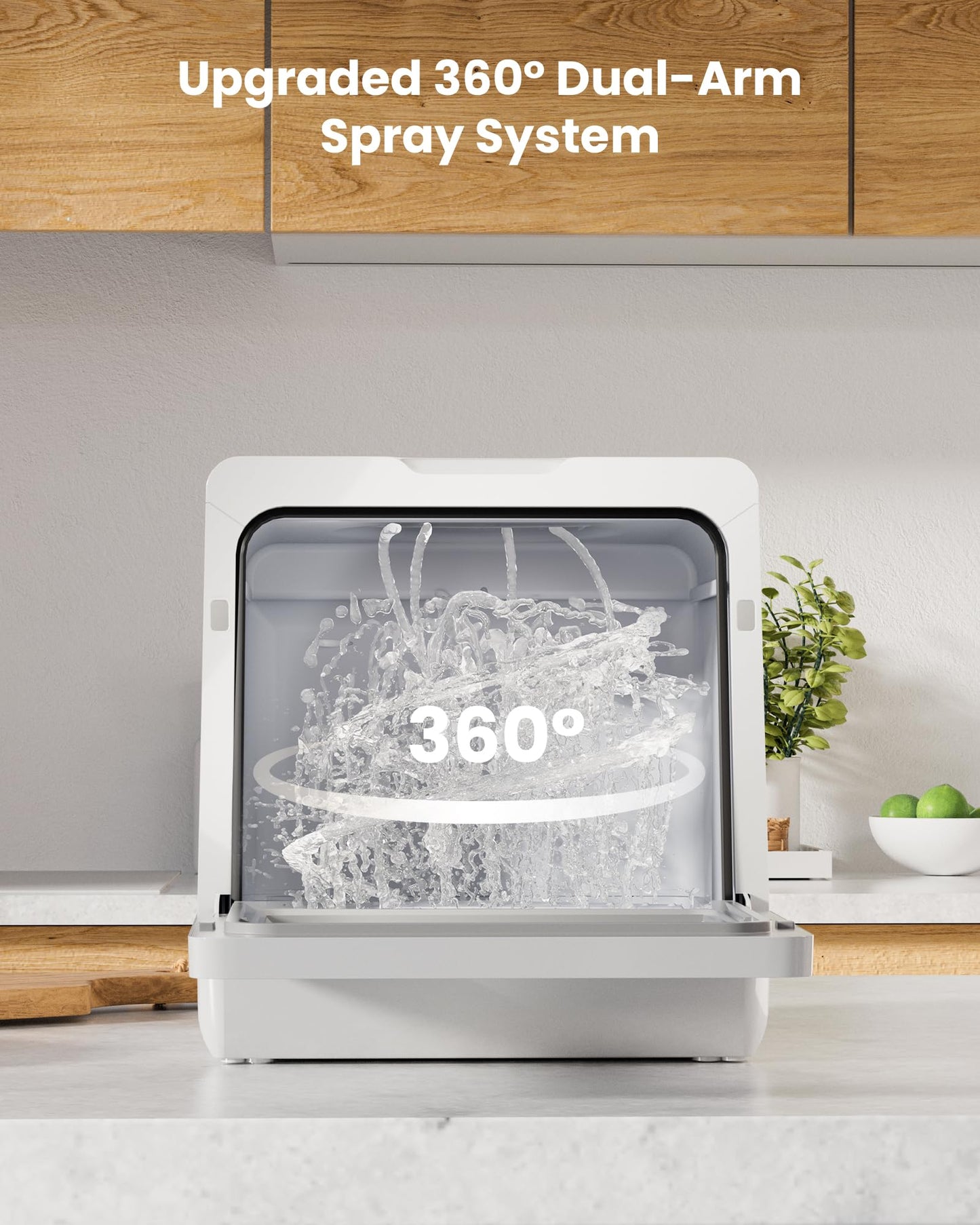 HAVA Countertop Dishwasher with Water Softener and Enhanced Energy Efficiency, Portable Dishwasher with 8 Wash Programs, Child Lock & Delayed Start Function, No Installation Needed - Misty Lilac
