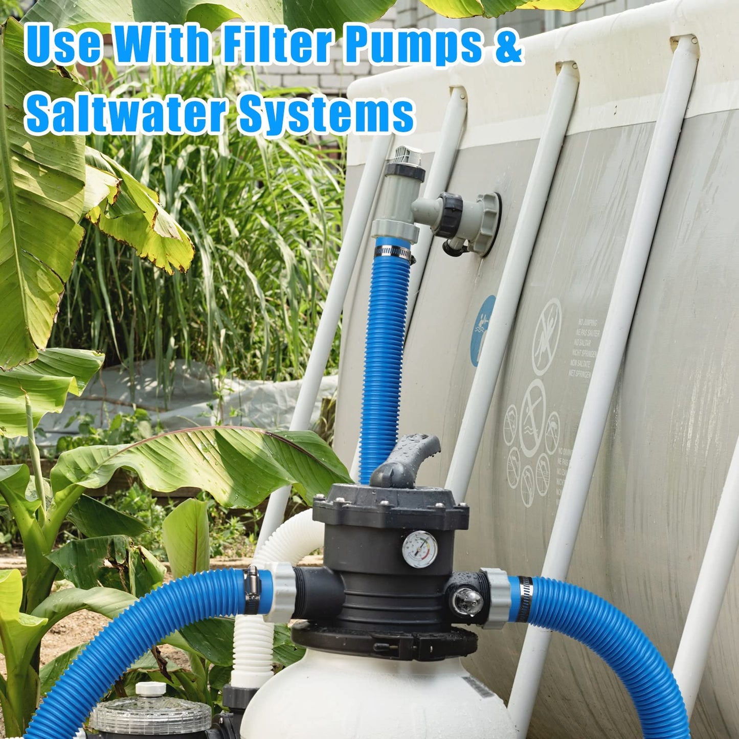 Saintrygo 2 Sets Replacement Pool Hose for Above Ground Pools 1.5 x 4.9ft Long Pool Filter Pump Hoses Replacement Swimming Pool Hose Upgraded Pool Skimmer Hose Compatible with 10531to 25016(Blue)