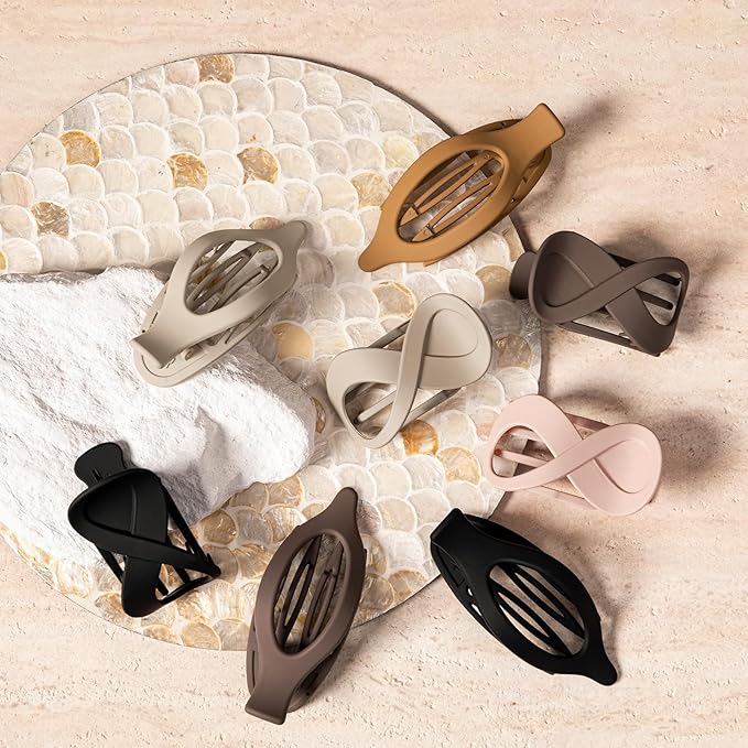 8 Pcs French Flat Hair Clips for Women Matte Claw Clips for Thick & Thin Hair No-Slip Hair Claw Strong Hold Styling Barrettes Accessories