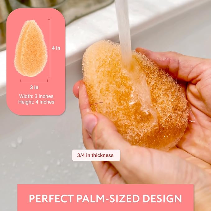 IMPRESA Face Scrubber Exfoliator Sponges - Regular Puff - Natural Medical-Grade Foam - 10 Pack Reusable Exfoliating Pads - Deep Cleanse & Dead Skin Removal - Normal to Oily Skin