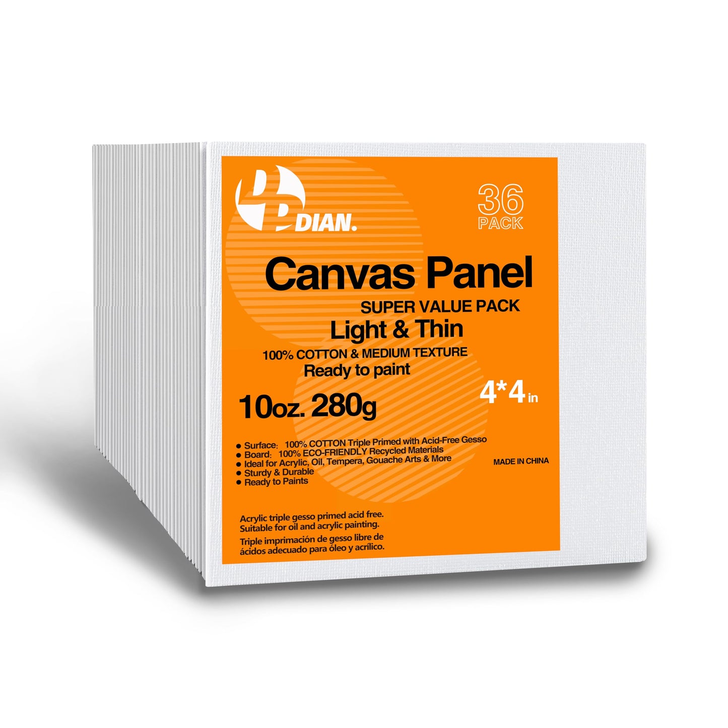 DPDIAN Canvas Boards for Painting 36Pack, 4 inch x 4 inch Super Value Pack, Artist Canvas Panels for Oil & Acrylic Painting