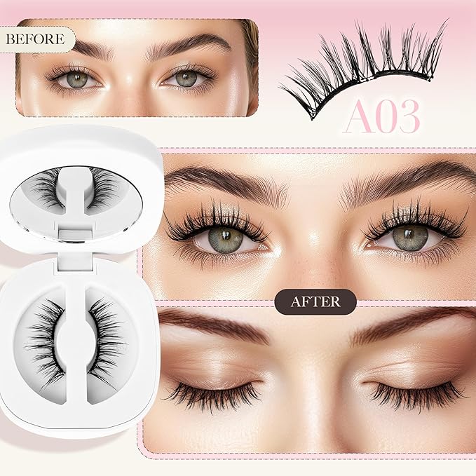 LASHVIEW Upgrade Magnetic Eyelashes with Applicator Soft Magnetic Eyelashes Natural Look Reusable No Glue Needed Easy to Wear and Remove (RCM02)