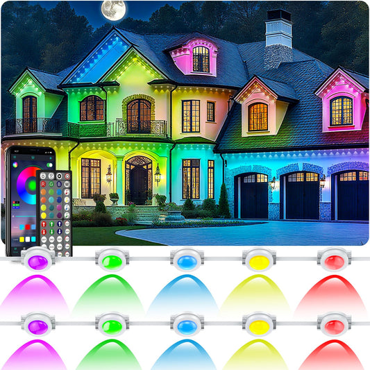 CETELUMA 400Ft Permanent Outdoor Lights for House Waterproof, IP67 LED Eave Lights with App/Remote Control, Outdoor Permanent led Lighting for House Roof Decor,Christmas,Party,All Holiday and Daily