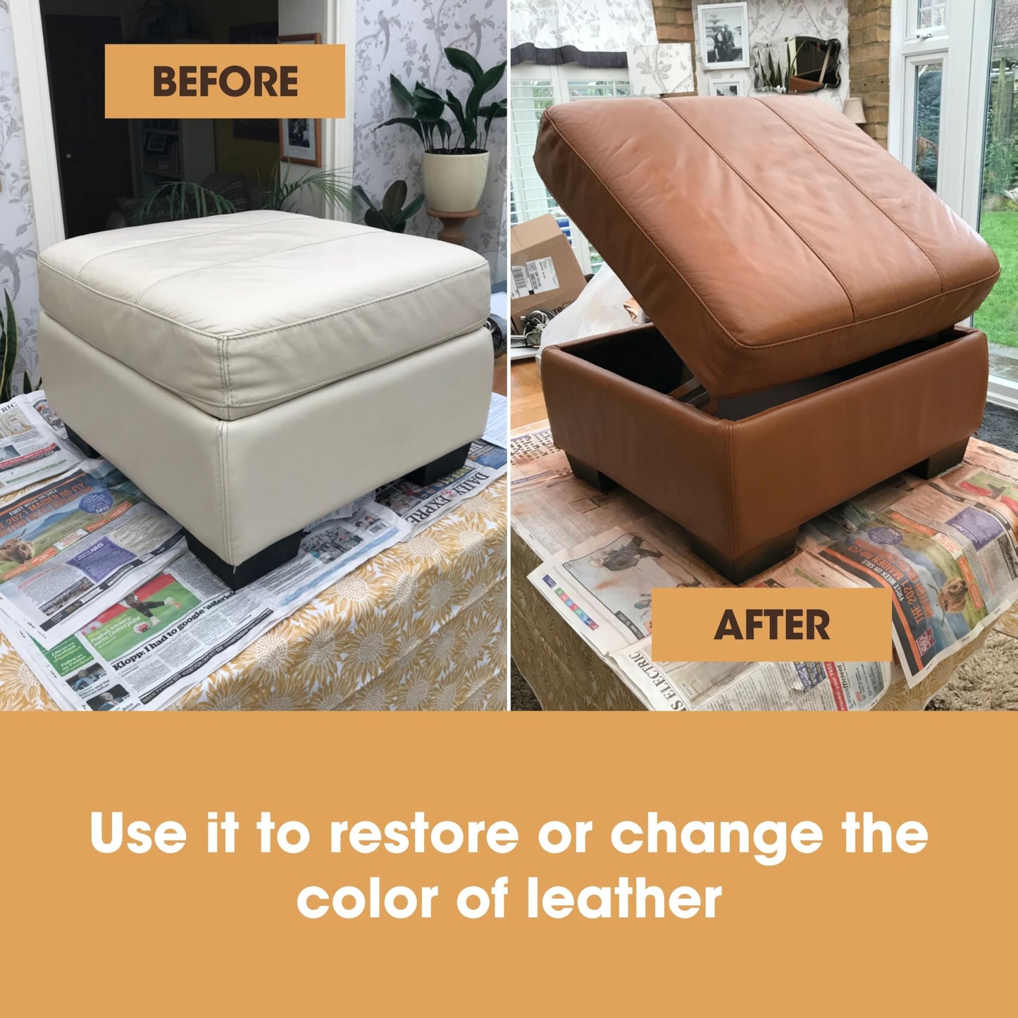 Furniture Clinic Leather Repair Paint | 2-in-1 Seal and Color | Use on Scratches, Tears, and Holes in Car Seats, Furniture | Quick and Easy Leather Repair Kit for Furniture (Light Grey, 500ml / 17oz)