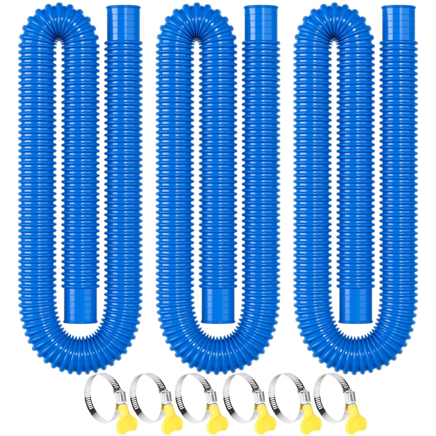 Pool Hose for Above Ground Pools, 3 PACK 1.25" Pool Filter Hoses Accessory Pool Pump Replacement 41 Inch Long with Clamps