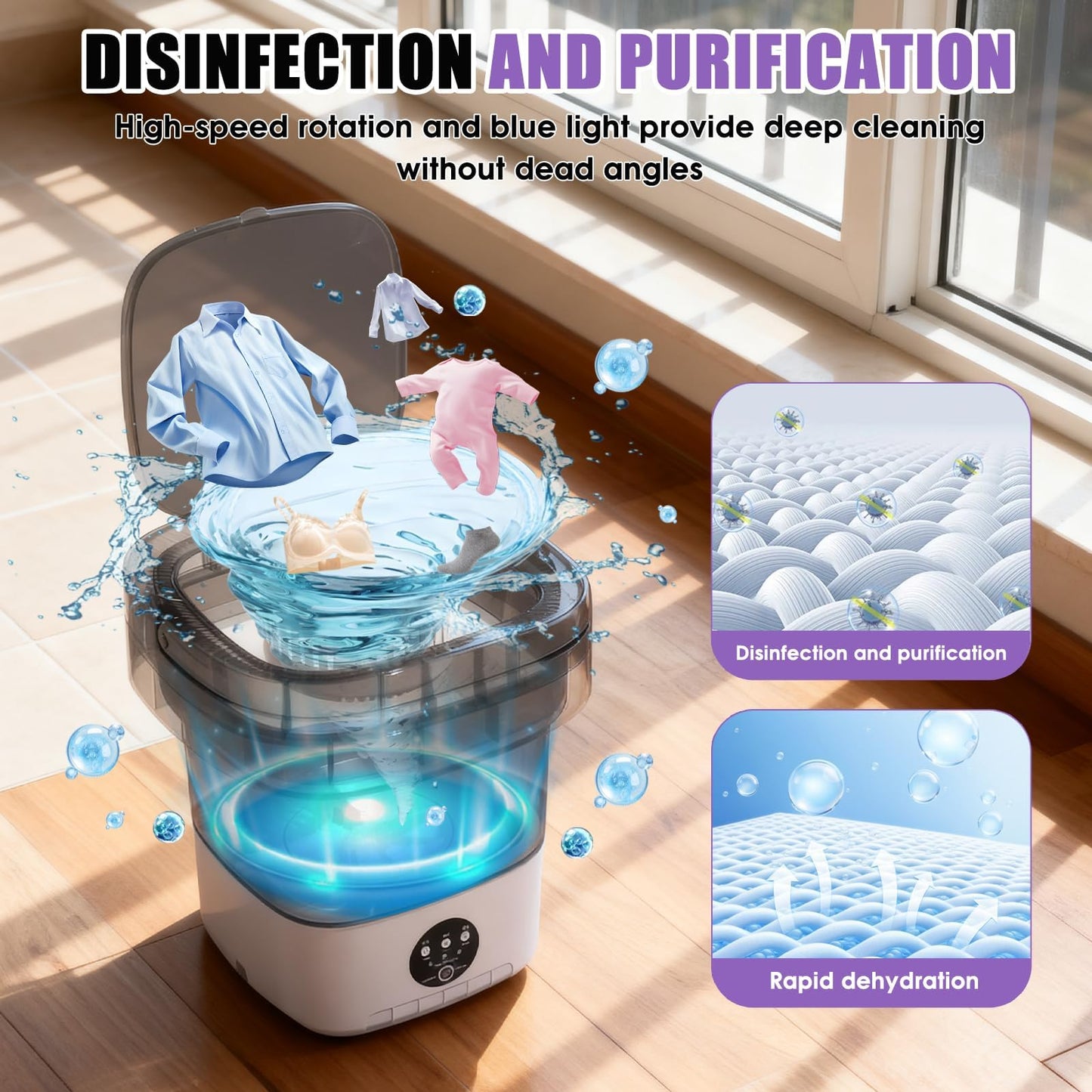 Portable Washing Machine 16L Mini Laundry Washer 3 Modes with Spin Basket Laundry Machine Cleaning Depth Underwear,Baby Clothes Small Shirt for Apartments Dormitories Hotels and Camping
