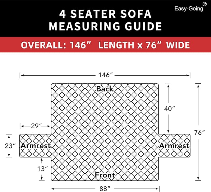 Easy-Going 4 Seater Sofa Slipcover Reversible Sofa Cover Water Resistant Couch Cover with Foam Sticks Elastic Straps Furniture Protector for Pets Children Dog Cat (XX-Large, Darkgray/Beige)