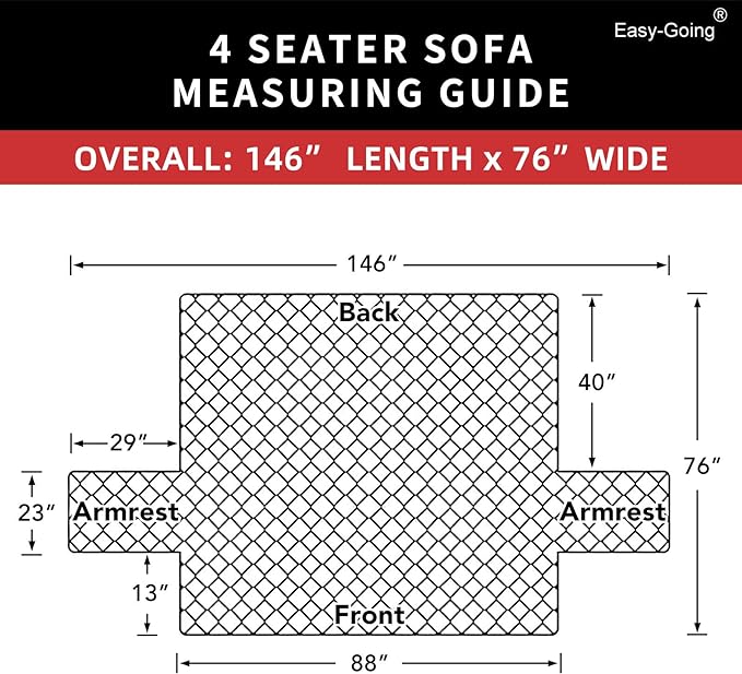 Easy-Going 4 Seater Sofa Slipcover Reversible Sofa Cover Water Resistant Couch Cover with Foam Sticks Elastic Straps Furniture Protector for Pets Children Dog Cat (XX-Large, Chocolate/Chocolate)