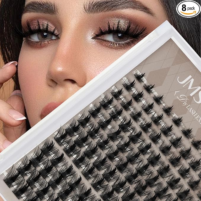 JMS&JMS Lash Clusters Eyelash Clusters 8-18MIX CC Curl Cluster Lashes Soft Wispy Lash Clusters Natural Look DIY Lash Extension At Home(California Sunset-8-18MIX)