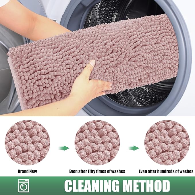 IM HOME Chenille Absorbent Outdoor Doormat 30" x 20", Washable Muddy Door Mats for Dog Non Slip Indoor Doormat Dog Mat for Muddy Paw Front Inside Doormats for Entryway Dusty Pink