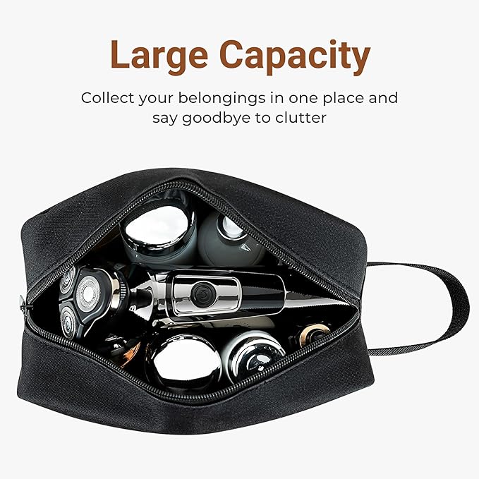 Elviros Travel Toiletry Bag for Women and Men,Lightweight Makeup Bag Hanging Dopp Kit with Shaving Compartment Cosmetic Organizer Small Tool Bag Travel Essentials,Gifts for Men(Black)