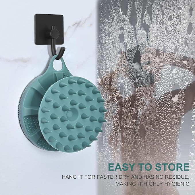 INNERNEED 2-in-1 Silicone Body Scrubber and Scalp Massager Shampoo Brush, Food-Grade Soft Material, More Hygienic, Easily Lather, Convenient for Travel, Gym, Business,etc (Dark Green)