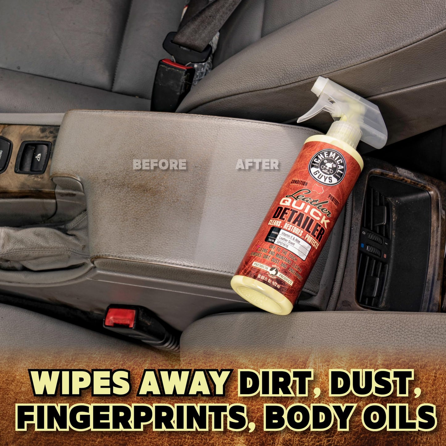 Chemical Guys Leather Quick Detailer for Car Interiors, Furniture, Apparel, Shoes, Sneakers, Boots, and More (Works on Natural, Synthetic, Pleather, Faux Leather and More), 32 fl oz