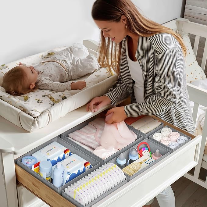 DIMJ Drawer Organizer Clothes Storage - 20 Pack Baby Dresser Organizer for Nursery, Foldable Closet Drawer Organizer Bins for Bedroom Organization, Fabric Storage Dividers for Socks, Underwears, Bras