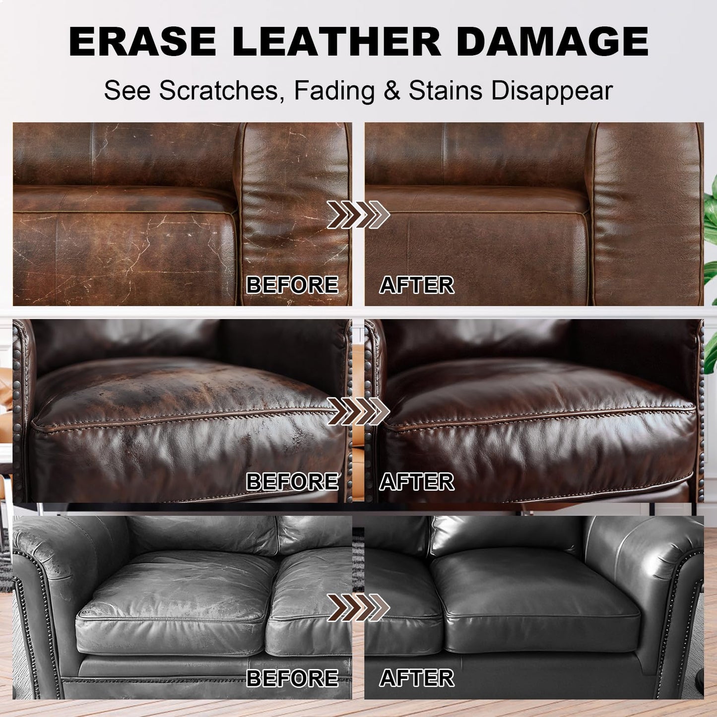 STARTSO WORLD Leather Recoloring Balm - Repair Kit for White Furniture and Car Seats | Scratch Remover, Restores Faded Leather