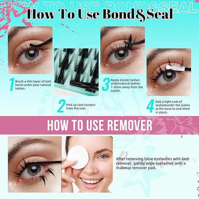 Lash Clusters Kit 160PCS Fairy Eyelash Clusters Kit with Lash White Bond and Seal,Eyelash Glue Remover and Applicator, Manga Eyelashes Wide Stem Cluster Eyelashes Extensions Kit(Lily,C-Mix10-18mm)