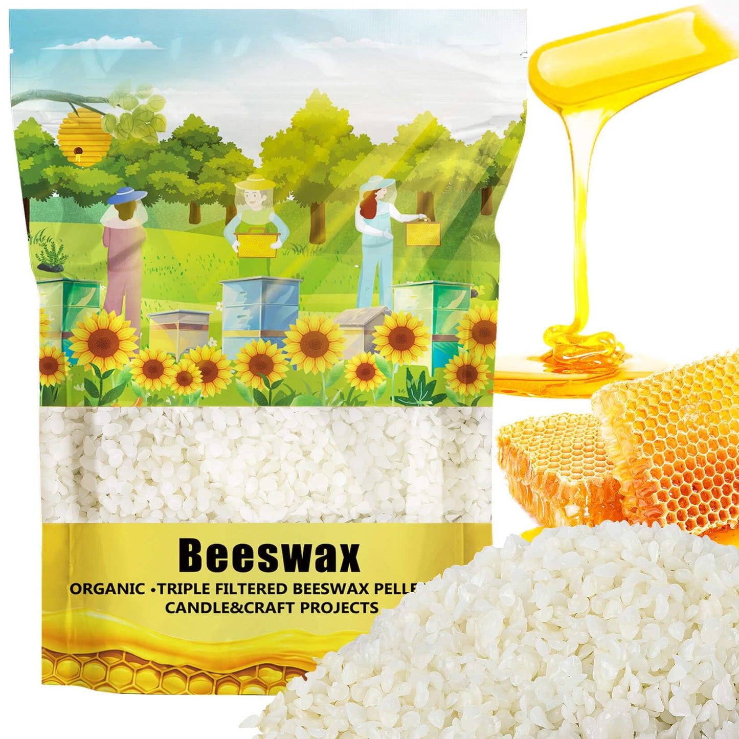 CARGEN White Beeswax Pellets - 3LB Beeswax Pastilles Bulk Bees Wax Pellets Triple Filtered for DIY Making Candles Skin Care Lip Balm Soap Lotion and Soap Making Supplies for Christmas,Halloween