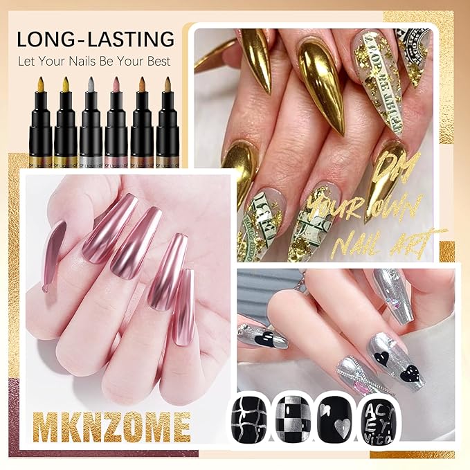 Nail Art Pens, Nail Polish Pens Set Nail Chrome Eraser Pen Drawing Painting Point Liner Pens With Eraser Pen, Waterproof and Quick-drying Nail for DIY Nails Art Design