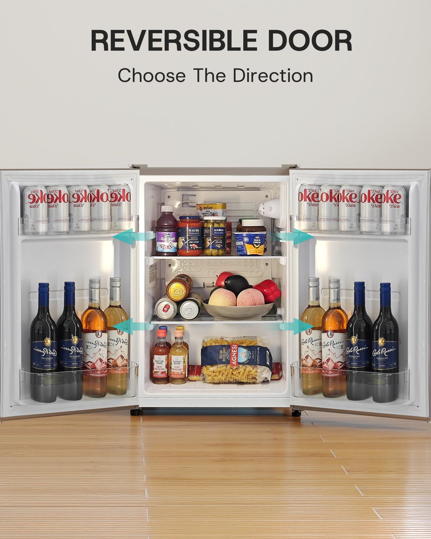 Upstreman 2.5 Cu.Ft All-Refrigerator Mini Fridge, Single Door Small Refrigerator, Dorm Fridge with 7 Adjustable Thermostat, Compact Refrigerator for Office, Bedroom or Dorm, Silver-CR26