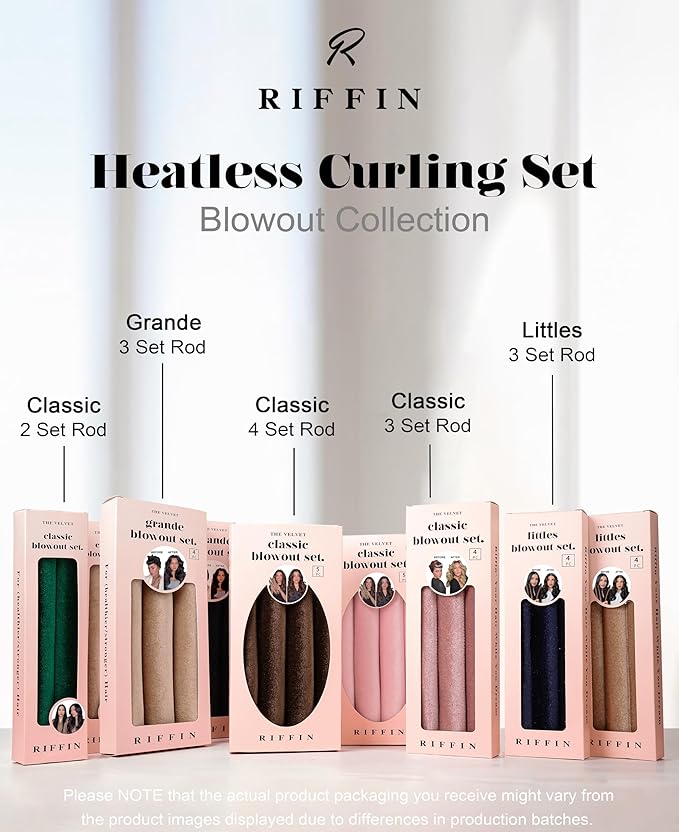 Littles Heatless Curls Overnight Rods - Upgraded Directional Grip Velvet Heatless Hair Curler to Sleep in No Heat Heatless Curling Flexi Rods Foam Hair Rollers for Blowout Look Long & Short Hair