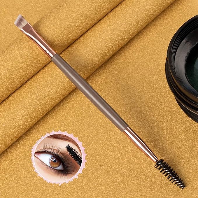 KINGMAS Eyebrow Brush Spoolie Dual Angled Eye Brow Brush Eyelash Comb Eyebrow Tool for Lining and Shaping Brows or Lashes (Dark Brown)