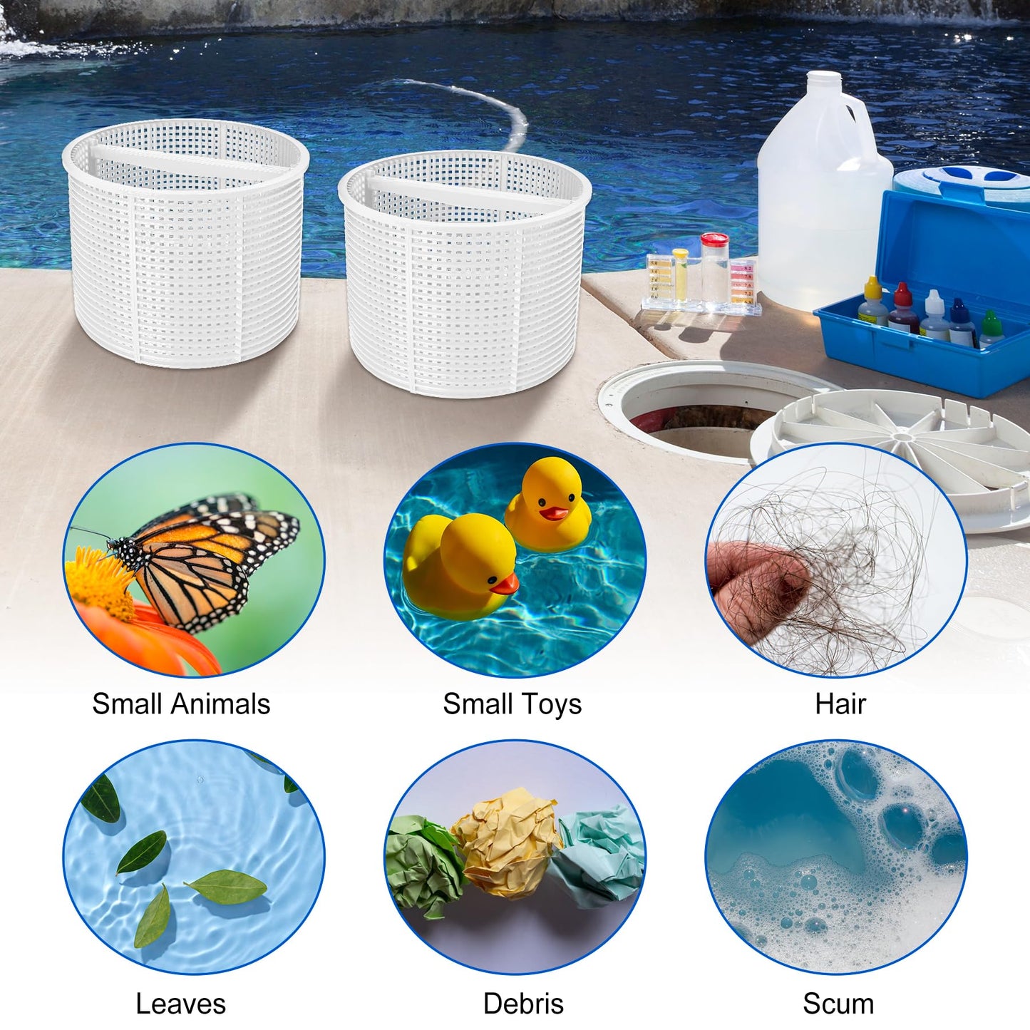 SPX1082CA Skimmer Basket Replacement for Hay-ward Swimming Pool Skimmer, Filter Basket Assembly with Handle Compatible with Aladdin B-152 Hay-ward SPX1082CA SP1082C Select Automatic Skimmers, 2 Pack