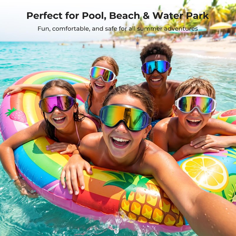 Aegend 2 Pack Swim Goggles For Youth Ages 8-16&Adult(Small Faces), Large Frameless Wide View No-Leak Silicone Seal Anti-Fog/UV, with Earplugs Nose Clips Mesh Bags for Teens Boys Girls Swimming