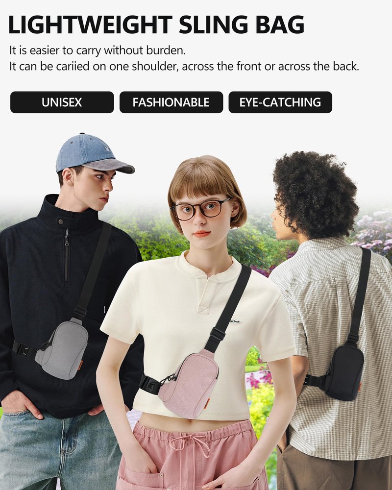 Peicees Sportswear Essentials Small Crossbody Bag for Men Women Mini Sling Bag Travel Running Phone Daypack Cross Body Shoulder Bags, Black