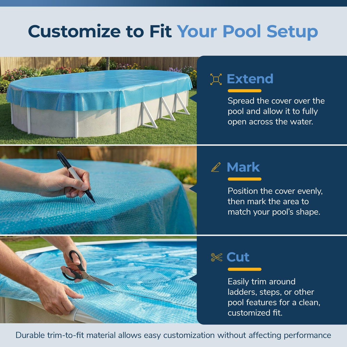 Blue Wave 12x24-ft Oval Solar Pool Cover 8-Mil Blue – Solar Cover for Above Ground Pool, Thermal Bubble Blanket for Heat Retention & Reduced Evaporation