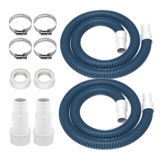 1 1/2" Swimming Pool Filter Hose Replacement Kit,Universal 1.25/1.5 Inch Hose Adapter & 1.5"Pool Vacuum Hose for Above Ground Pool,2 Pack 6 Feet Replacement Hose Suitable for Pump - Filter - Heater