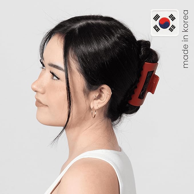 The Original Mello Hair Claw Clip Squishy Claw Clip Made in Korea Patent Pending 30021976 (Pink, Red, Blue, Black, Brown, White, 6 Pack Medium)