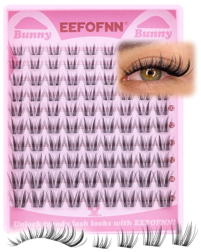 Lash Clusters Natural Eyelash Clusters Wispy Lashes Clusters C Curl Cluster Eyelash Extensions 8-14mm Lash Cluster Invisible Band Individual Lashes Bunny Cluster Lashes by Eefofnn