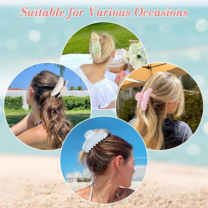 6 Pack Hair Claw Clips for Women - Large Non-Slip Claws for Thick Thin Hair, Cute Hair Barrettes Elegant & Durable, Fashion Hair Accessories Stylish Jaw Clips for Girls Gift(Assorted Colors)