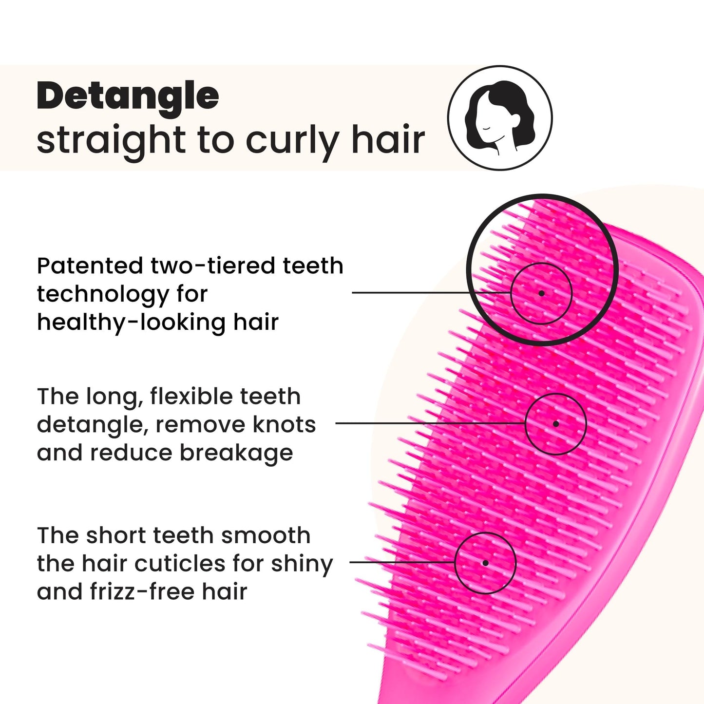 Tangle Teezer Ultimate Detangler Brush for Wet & Dry Hair, Eliminates Knots & Reduces Breakage for Straight to Wavy Hair Types, Runway Pink