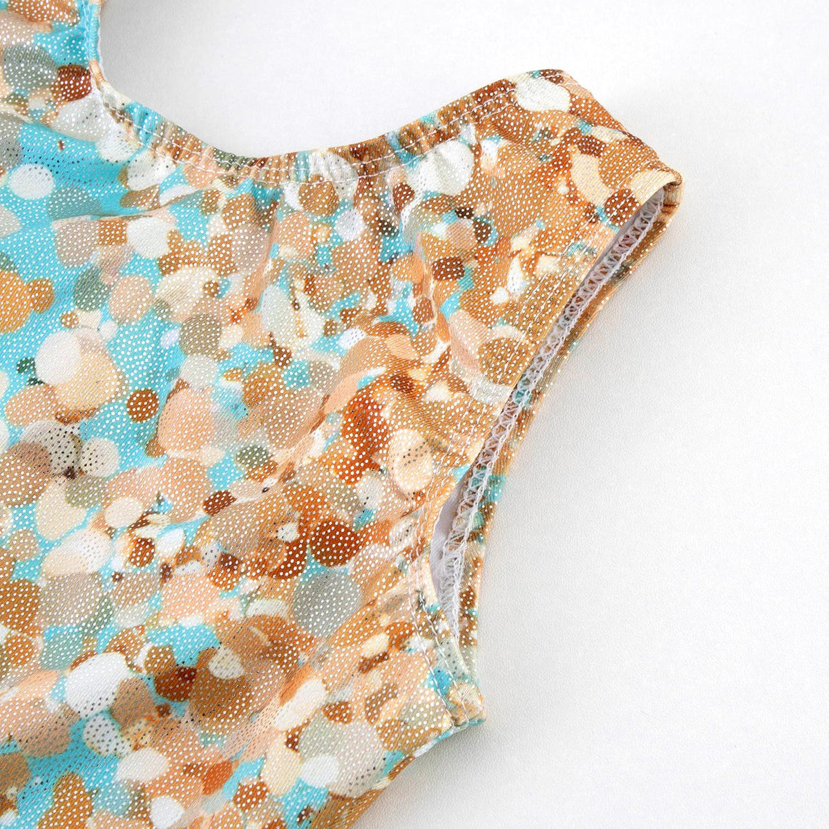 HOZIY Gymnastics Leotards for Girls With Shorts Size 6-7 Years Aqua Blue Gold Sequins Glitter Shiny Sparkly Sparkle Biketard Kids Leo Equipment Unitard Outfits