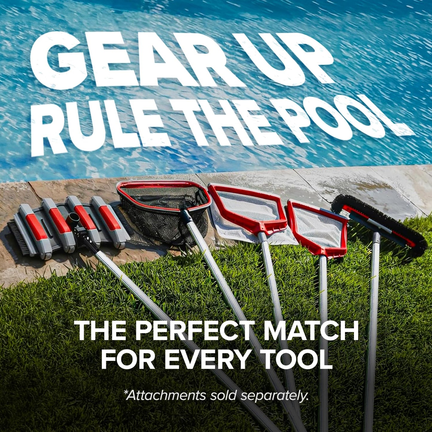 Swimming Pool Pole - 15 Feet Aluminum Telescopic Pool Pole for Cleaning // Telescoping Pool Extension Pole // Adjustable Pool Cleaning Stick for Brush, Skimmer, Vacuum - Inground & Above Ground Pools
