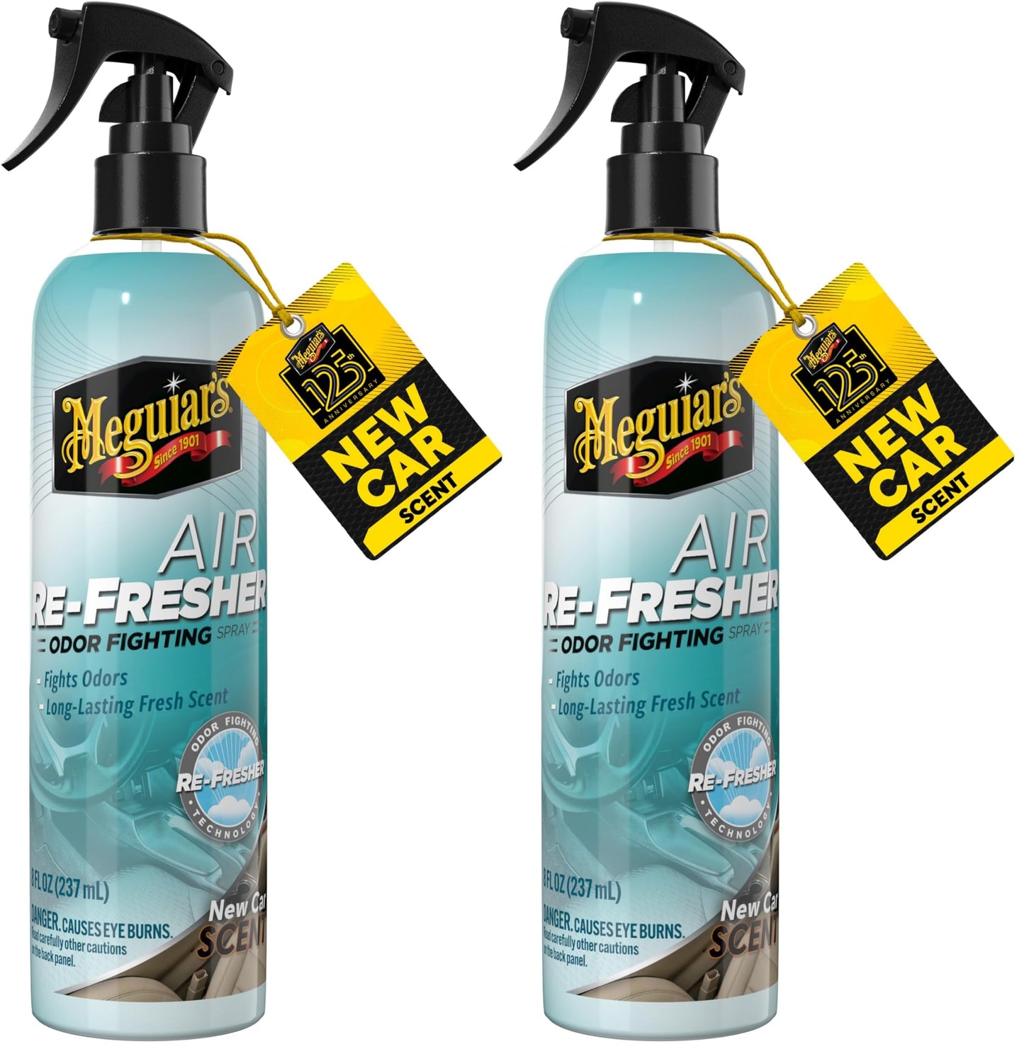 Meguiar's Air Re-Fresher Odor Fighting Spray,New Car Scent,Convenient Air Freshener that Instantly Fights Odors and Leaves Behind a Long-Lasting New Car Scent,8 Oz Trigger Spray,(Pack of 2)