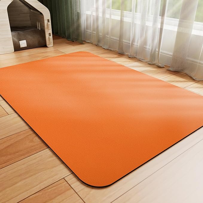Dog Food Mat - Absorbent Cat Mat for Food and Water, No Stains Pet Feeding Bowl Mat, Easy to Clean Pet Placemats, Quick Dry Dog Water Dispenser Mat for Messy Drinkers | Orange 16"x 24"
