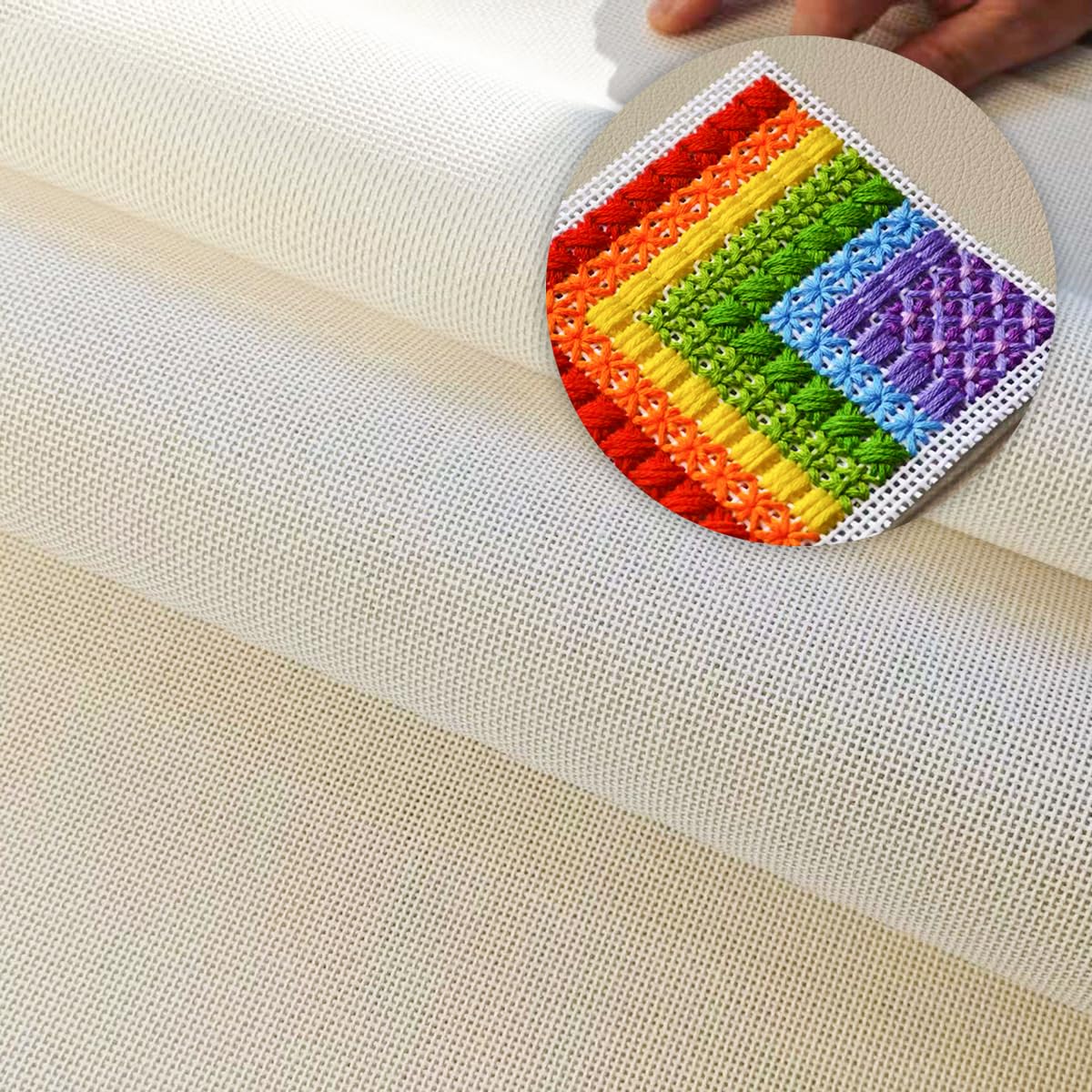 Needlepoint Canvas, 13-Mesh, 20" X 17", Beige Needlepoint Canvas Embroidery Blank Cloth