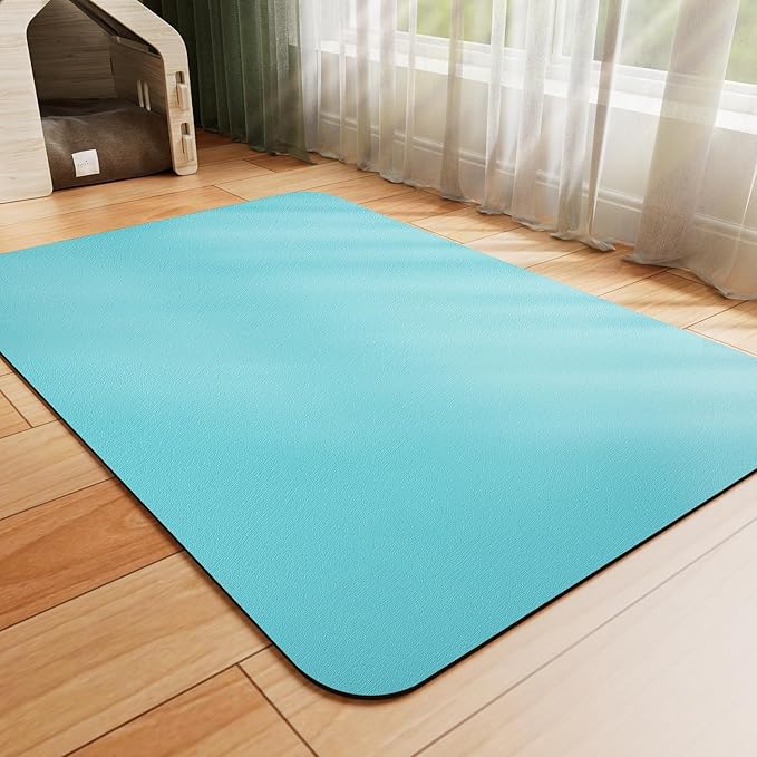 Dog Food Mat - Absorbent Cat Mat for Food and Water, No Stains Pet Feeding Bowl Mat, Easy to Clean Pet Placemats, Quick Dry Dog Water Dispenser Mat for Messy Drinkers | Teal 18"x34"