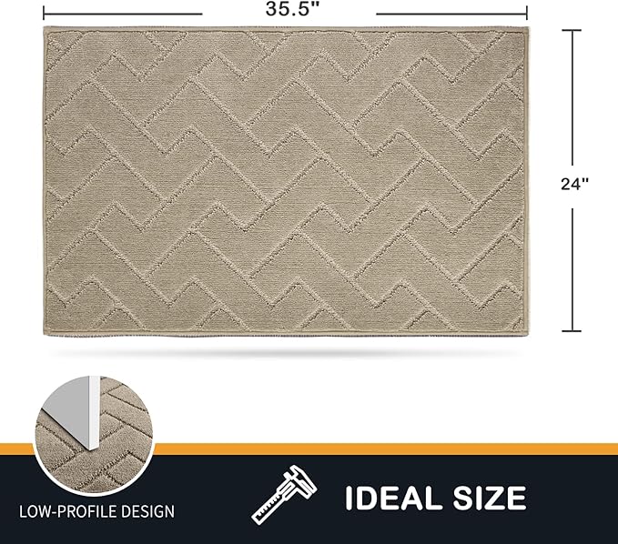 PURRUGS Dirt Trapping Door Mat 24" x 35.5", Non-Slip Machine Washable Entry Rug, Dog Doormat, Indoor Front Door Mat, Super Absorbent Entryway Rug for Muddy Shoes & Paws, Taupe