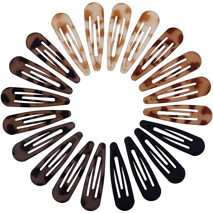 Small Hair Barrettes For Women No Slip Metal Snap Clips For Thin And Fine Hair,Matte Black Tortoiseshell,20 PCS,1.97 x 0.5 Inch.