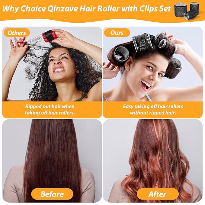 39PCS Self Grip Curlers 3 Sizes - Black 2.5in, 1.9in, 1.4in Rollers with Duckbill Clips for Long, Medium, Short, Thick, Fine Hair Volume and Bangs (Black)