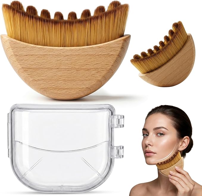 Premium Lymphatic Contour Face Brush for Sculpting - Lymphatic Drainage Massager - Wooden Tool for Face - Anti-Puffiness - Detox & Lift - Ergonomically Designed to Fit The Skin Precisely