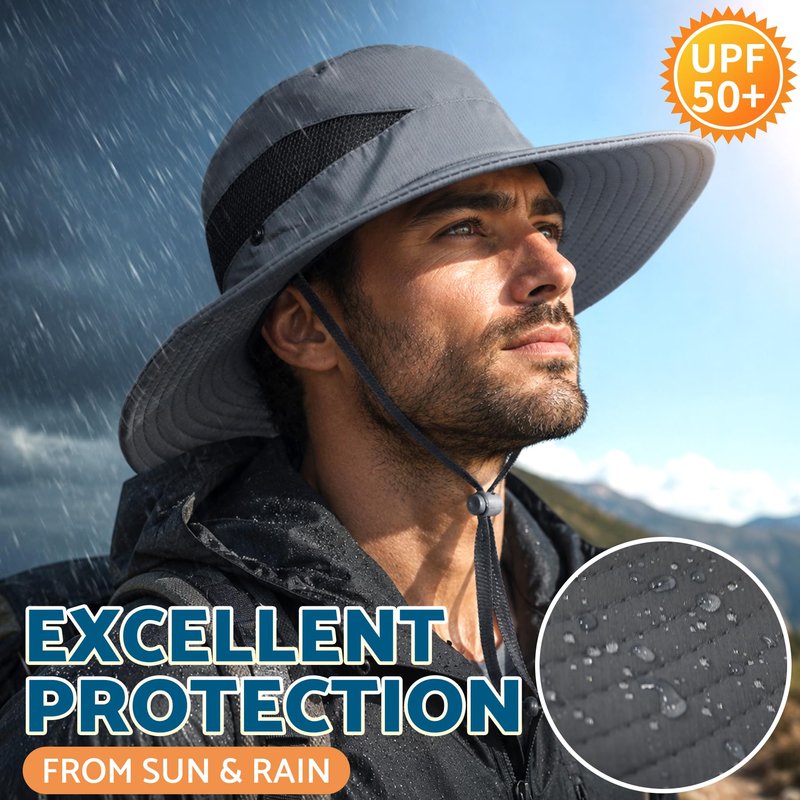 PFFY Sun Hats for Men Women Wide Brim Bucket Hat UPF 50+ Outdoor Beach Hiking Fishing Hat Brick Red