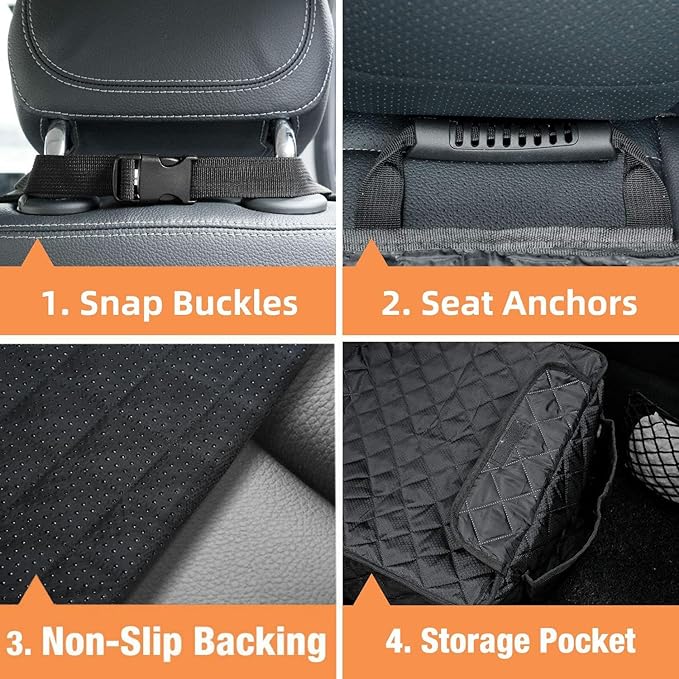 PETICON Waterproof Front Seat Car Cover 2 Pack, Full Protection Dog Car Seat Cover with Side Flaps, Nonslip Scratchproof Captain Chair Seat Cover Fits for Cars, Trucks, SUVs, Jeep, Black