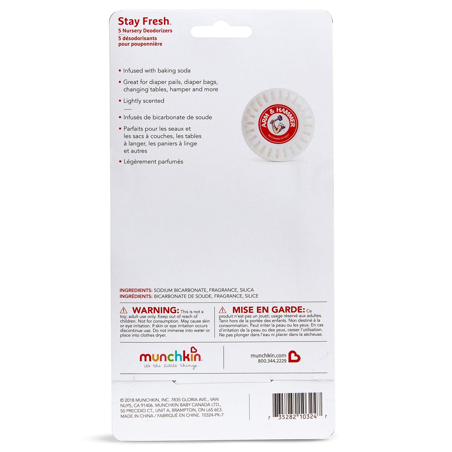 Munchkin Arm and Hammer Nursery Fresheners, Assorted Scents of Lavender or Citrus, Green 60 Count, Pack of 12