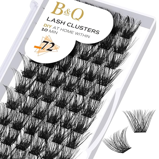 Lash Clusters B02 C Curl 16mm DIY Eyelash Extensions 72 Clusters Lashes C D Curl B&Qaugen Mega Volume Individual Lashes Eyelash Clusters Extensions Individual Lashes Cluster DIY at Home (NM-C-16mm)