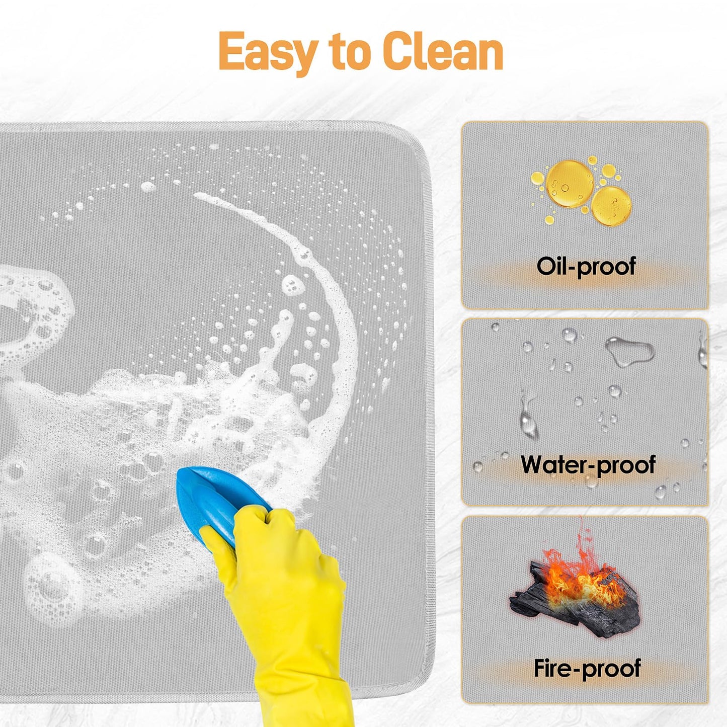 Amerbro Heat Resistant Mats for Countertop - Firproof 16x24 in Heat Resistant Mats for Air Fryer - Kitchen Countertop Protector for Air Fryer, Coffee Maker, Stand Mixer, Toaster, Oven 2PCS - Grey